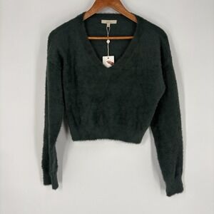 Chelsea &‎ Violet Womens Cropped Sweater Size M Green Gables Academia Clueless